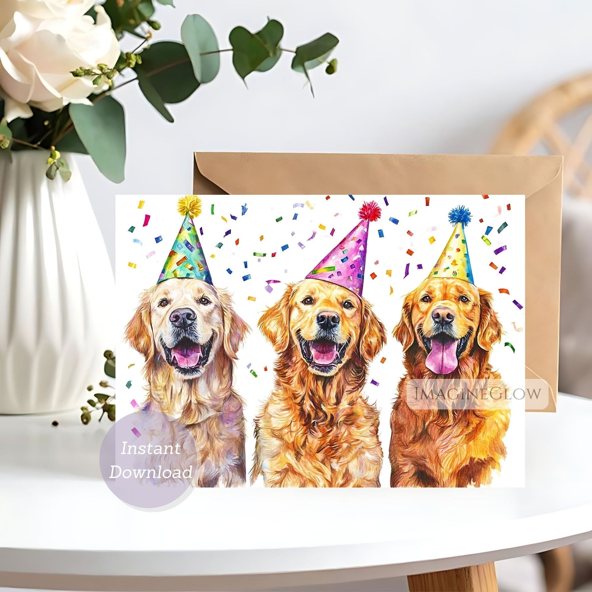 cute labrador birthday card
golden retriever printable birthday card


