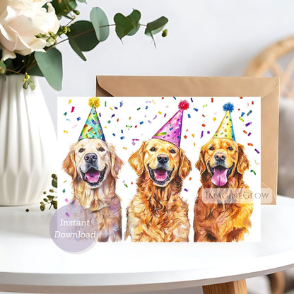 cute labrador birthday card
golden retriever printable birthday card


