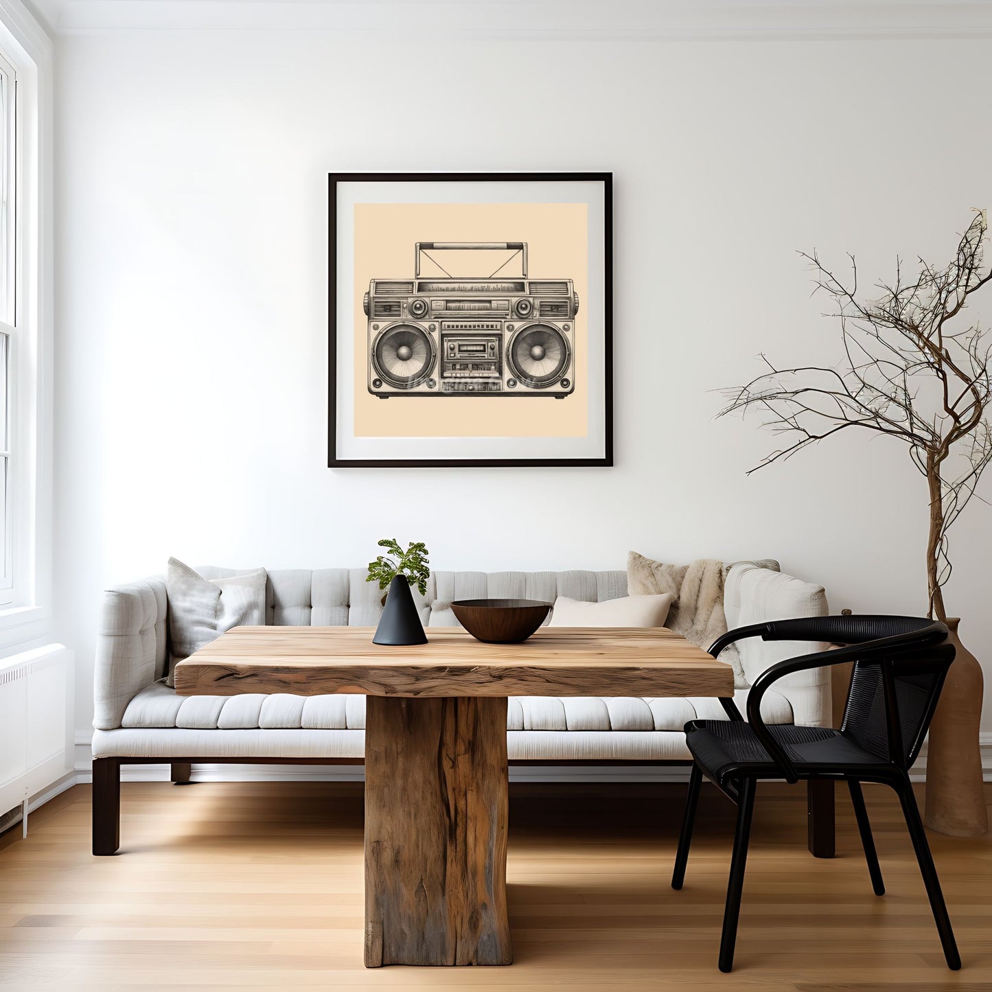 Music studio decor featuring a classic retro music poster