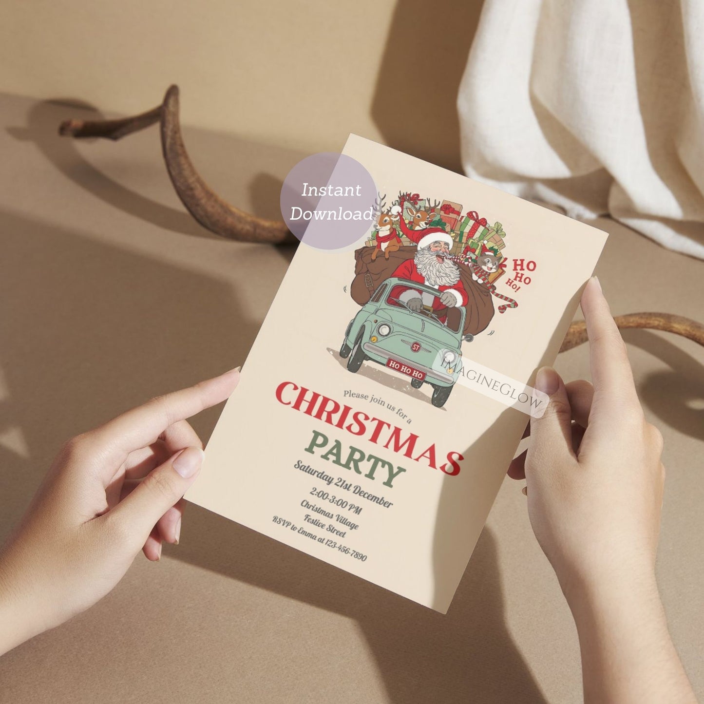 retro santa claus winter celebration card
