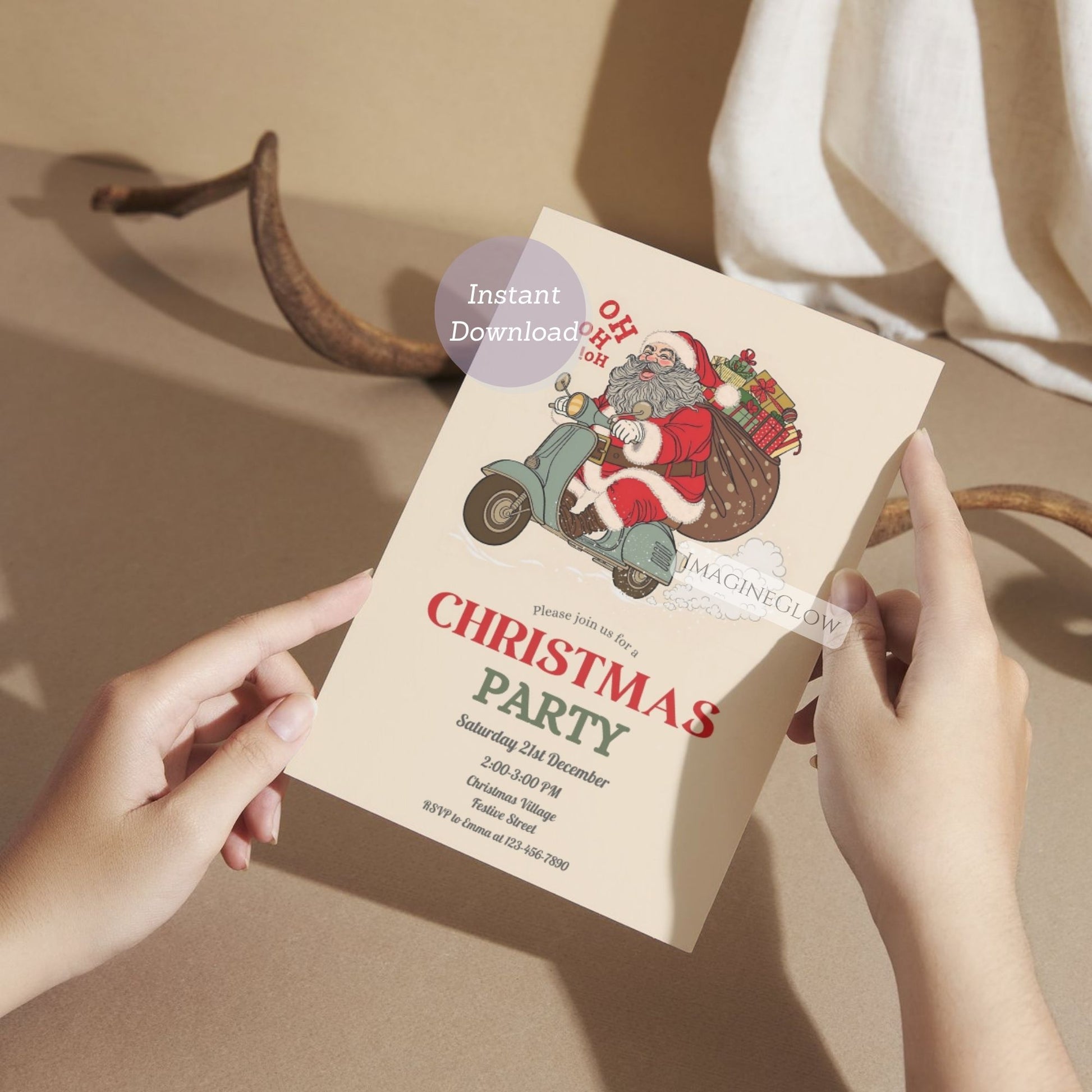 vintage santa christmas party invitation
editable santa holiday invitation printable
