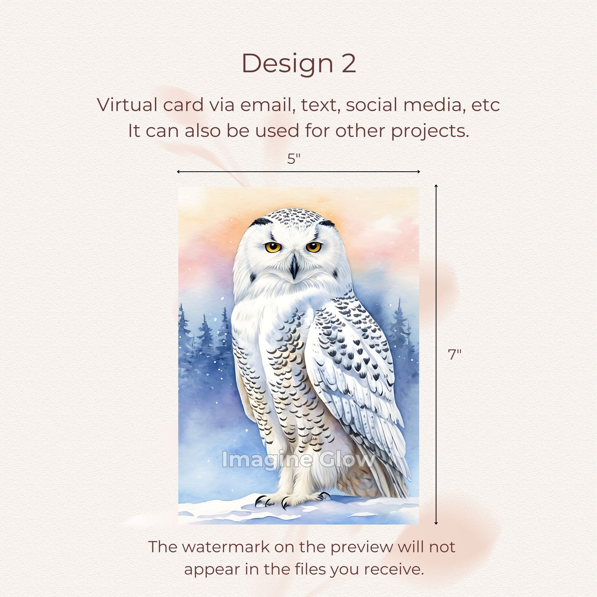 rintable Snowy Owl Holiday Card for Festive Season