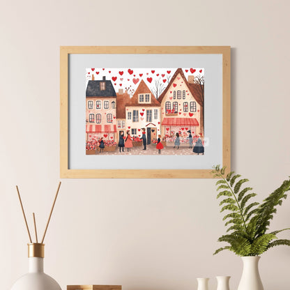 Hand-drawn romantic street art print for Valentine’s or anniversaries
