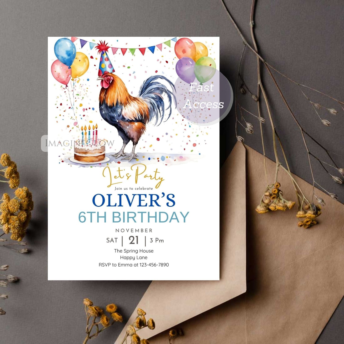 rustic barnyard birthday invitation template

