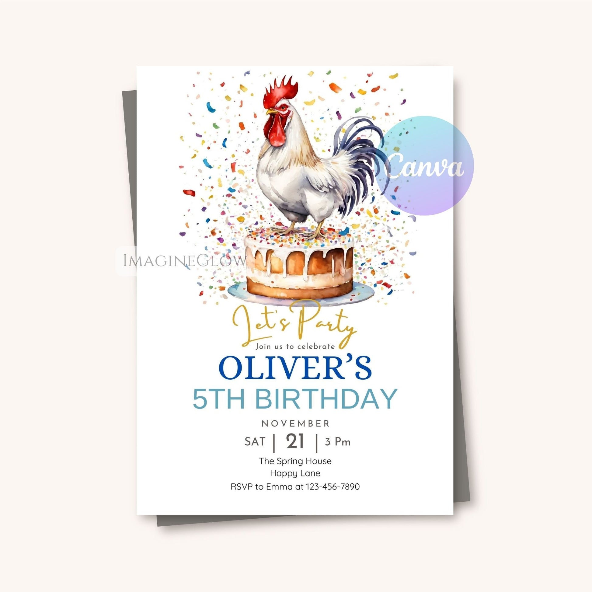 printable rooster birthday card
