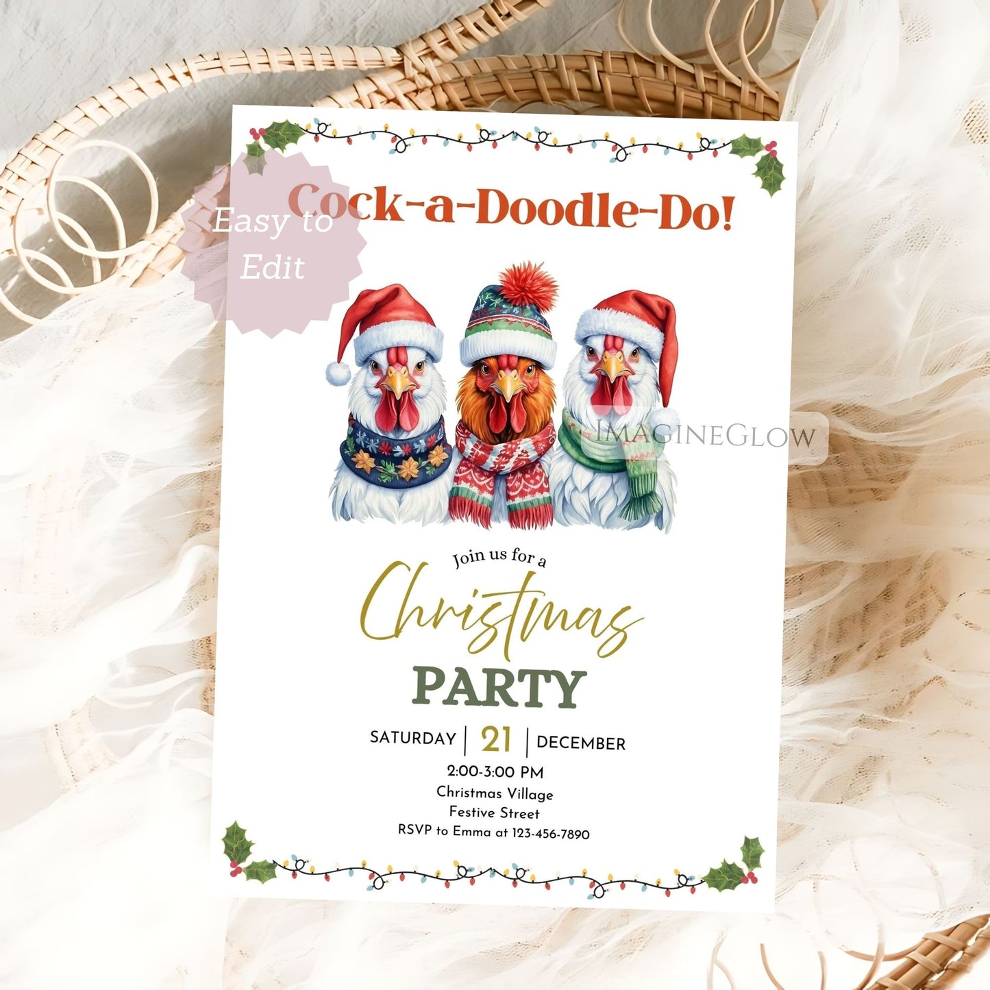 farm animal christmas invitation printable
