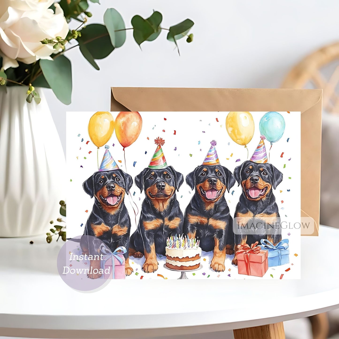 Rottweiler birthday card
printable Rottweiler puppy card
