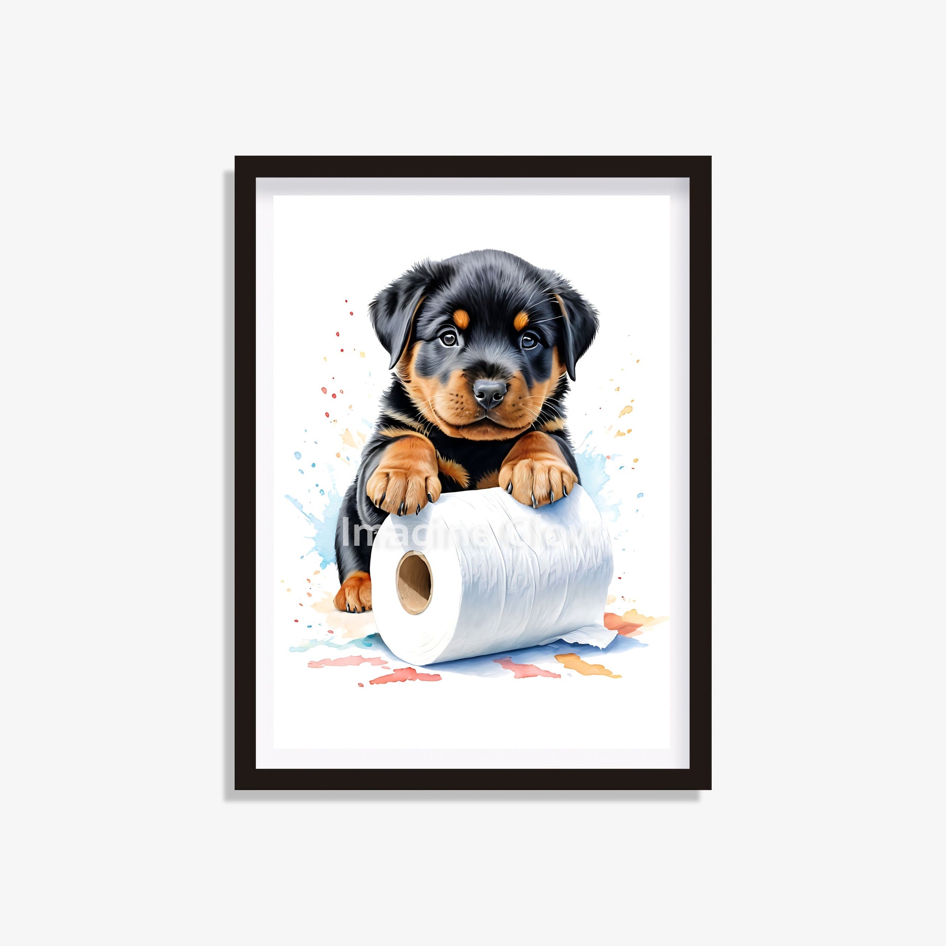 Rottweiler Dog in Toilet - Printable Funny Bathroom Wall Art for Dog Lovers