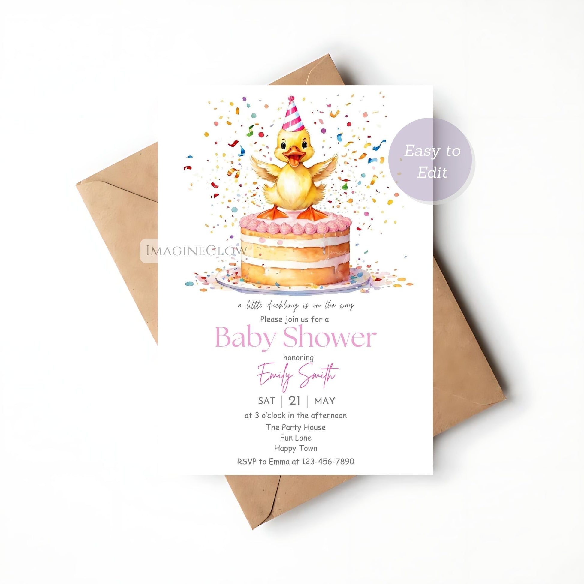 Fun gender-neutral duck baby shower invite
Whimsical rubber duck baby shower party invite