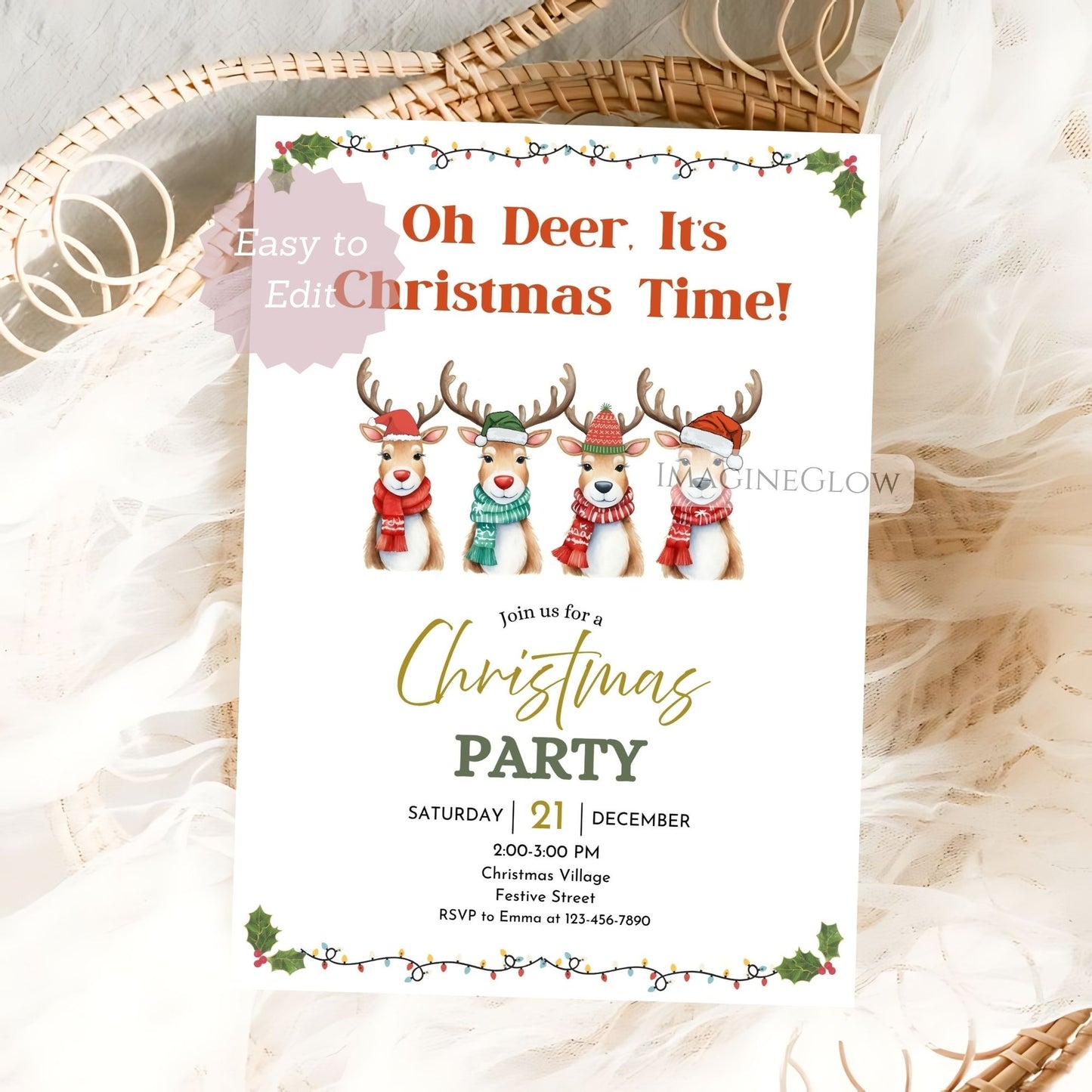holiday celebration reindeer invite
