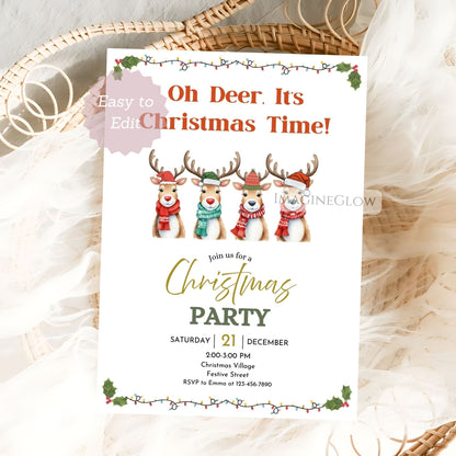 holiday celebration reindeer invite
