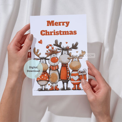 printable reindeer christmas card
