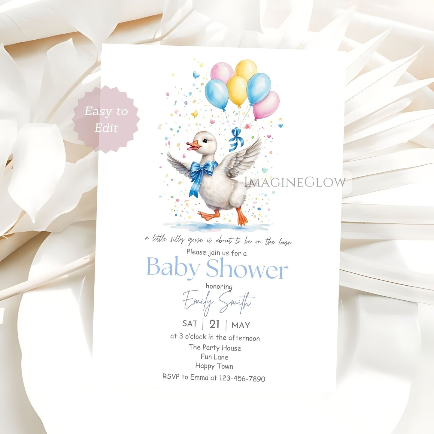 silly goose baby shower invitation boy
blue farm baby shower invite
