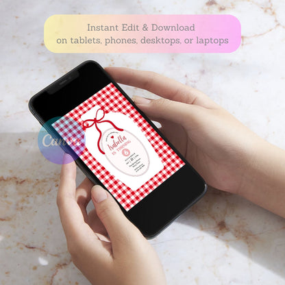 printable red gingham birthday card
