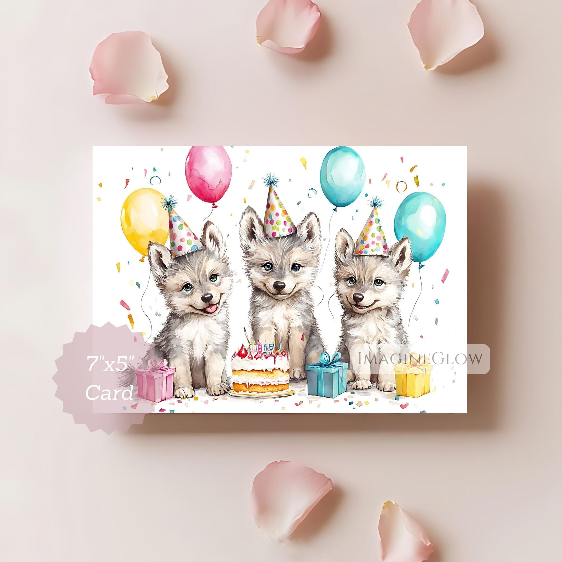 wolf illustration greeting card
