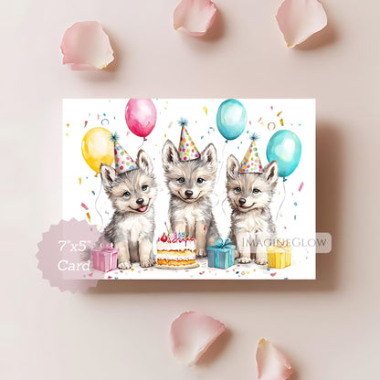 wolf illustration greeting card
