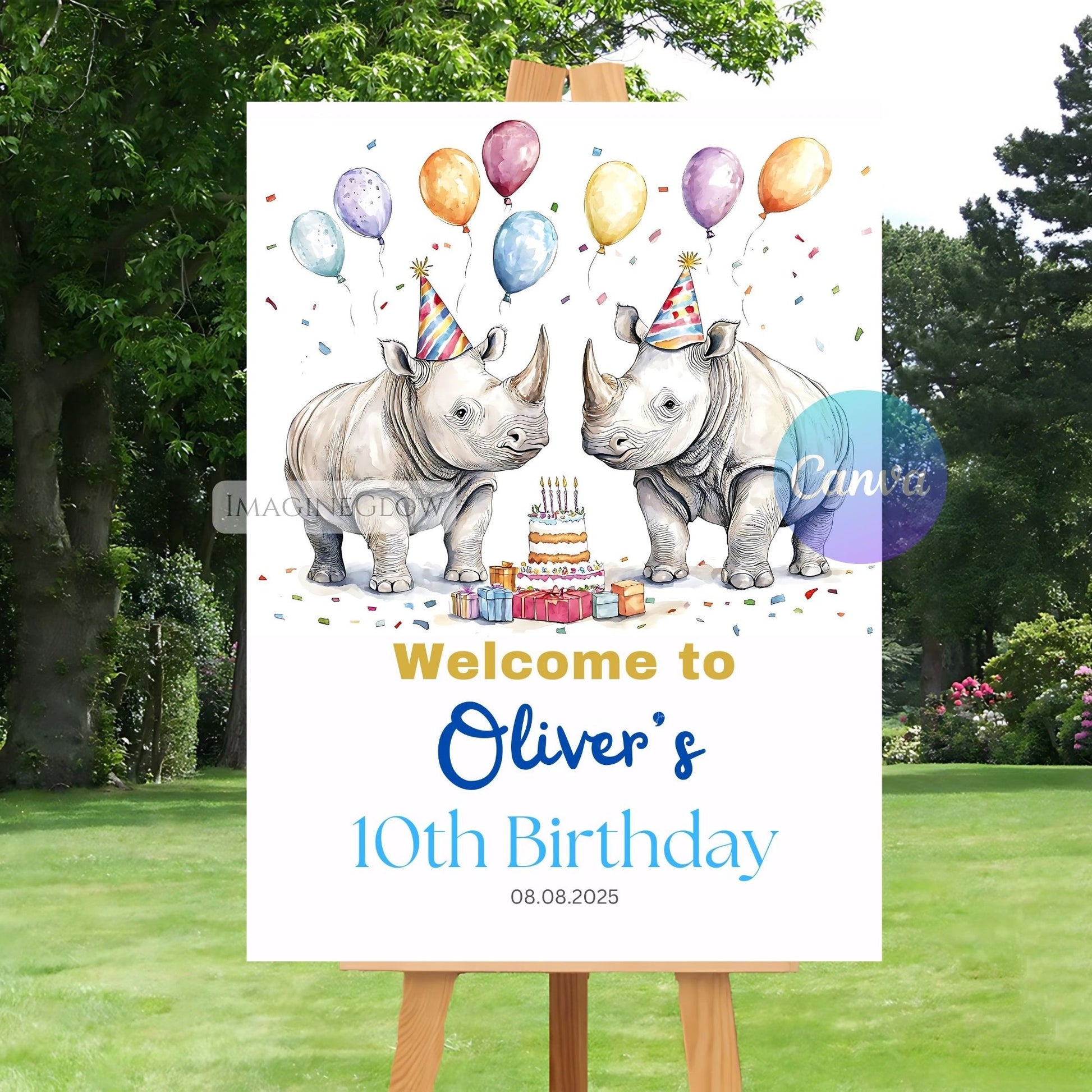 printable rhino birthday sign
