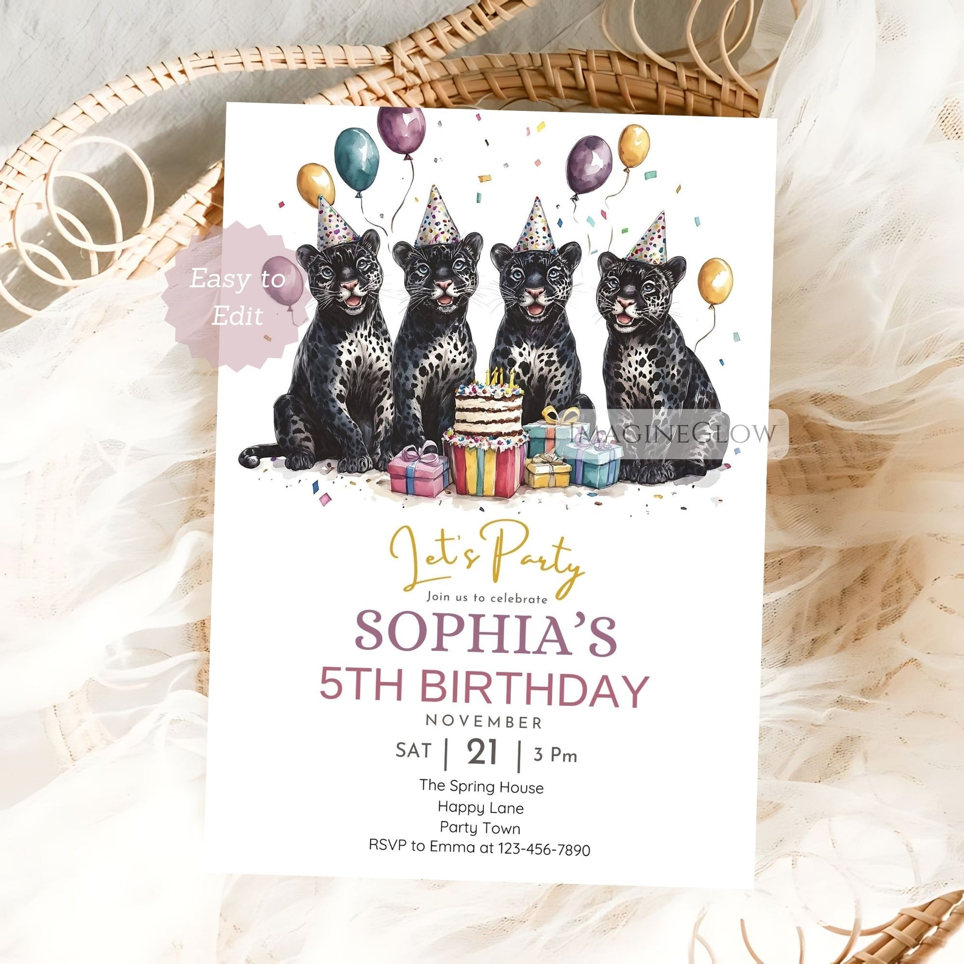 Customizable jungle party invite for children
