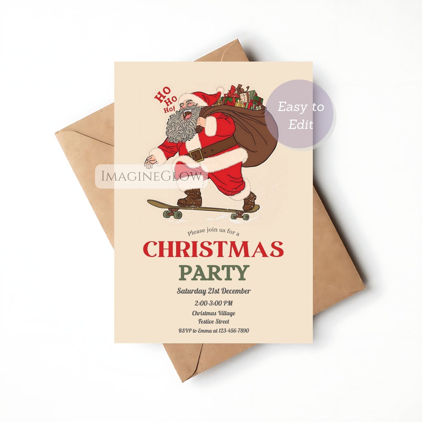 Santa Christmas Party Invitation - Festive Holiday Invite