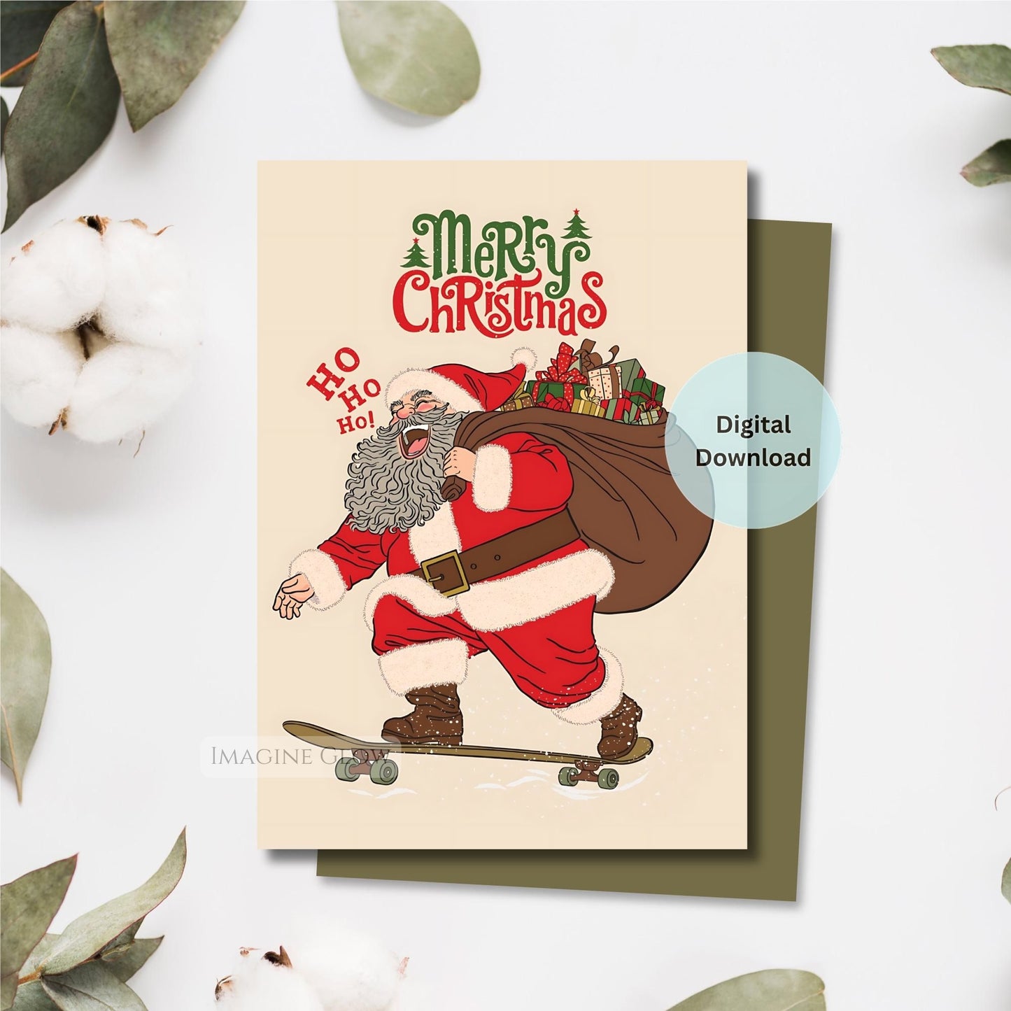 Santa Claus Christmas Card - Printable Holiday Greeting Card