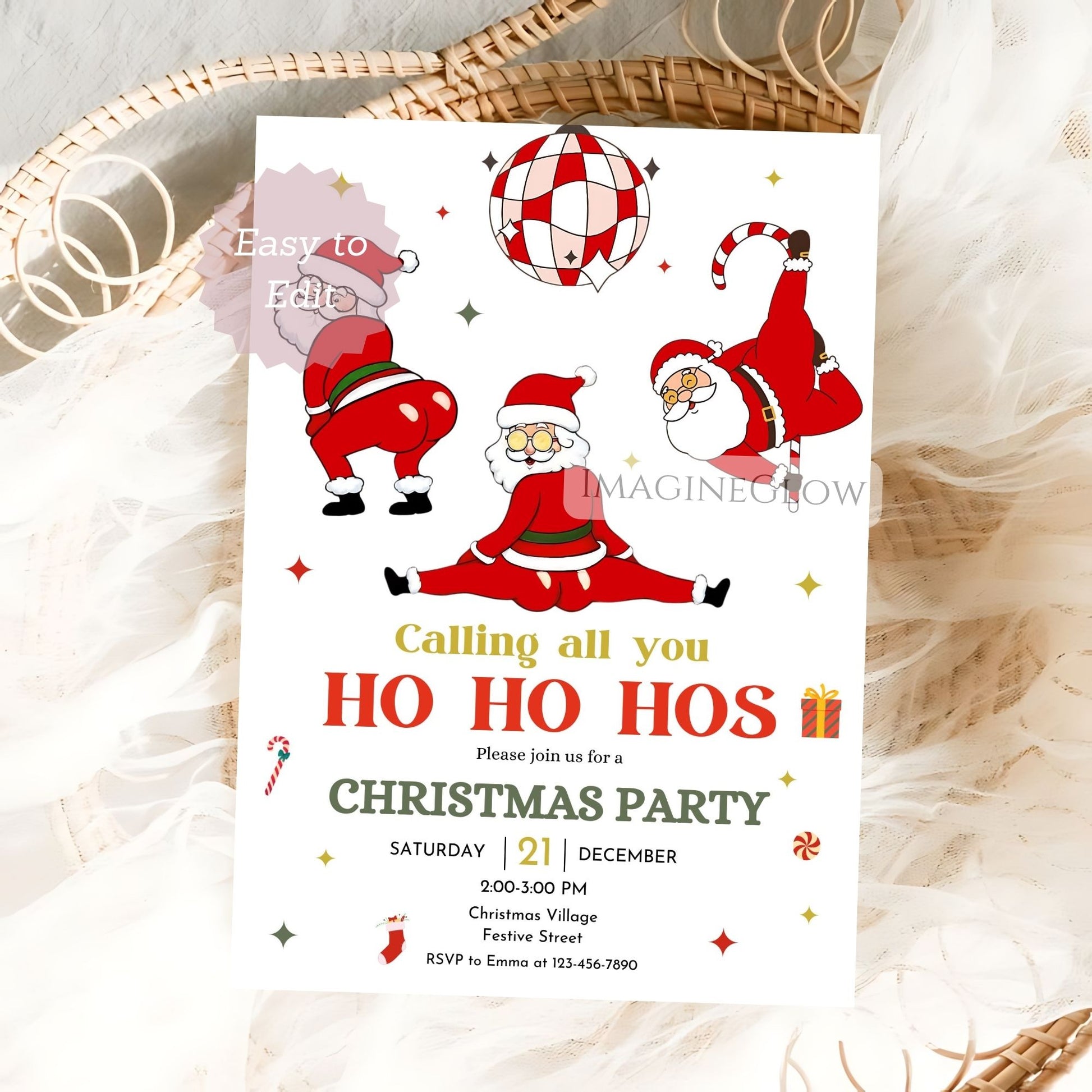 merry santa christmas party editable invite