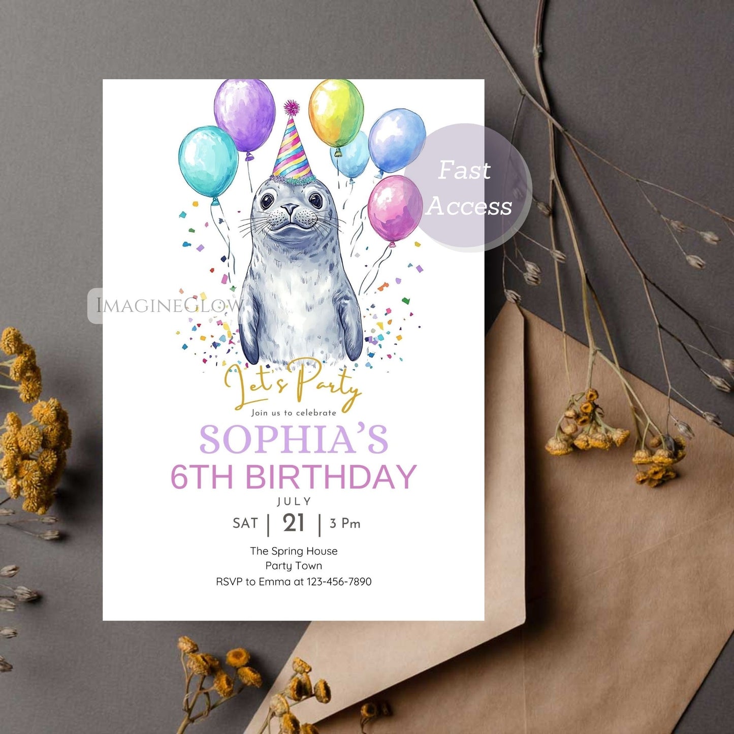 marine animal birthday invite
