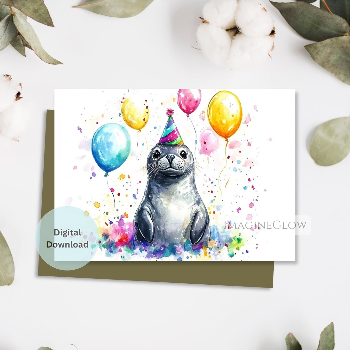 seal birthday card
ocean theme seal greeting card
printable seal birthday card
marine life birthday card
