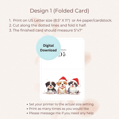 Pet holiday card set of 4 featuring cute dog Christmas designs