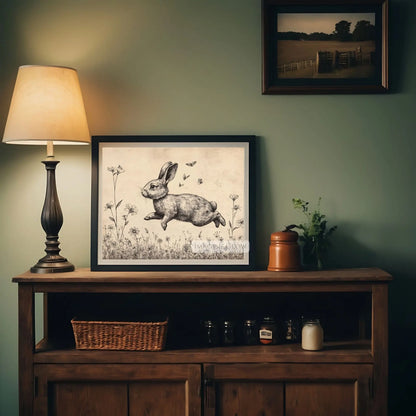 Rustic Easter wall decor featuring a vintage rabbit.
