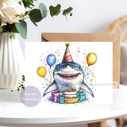 Shark birthday card printable
Funny shark greeting card
Ocean animal birthday card
