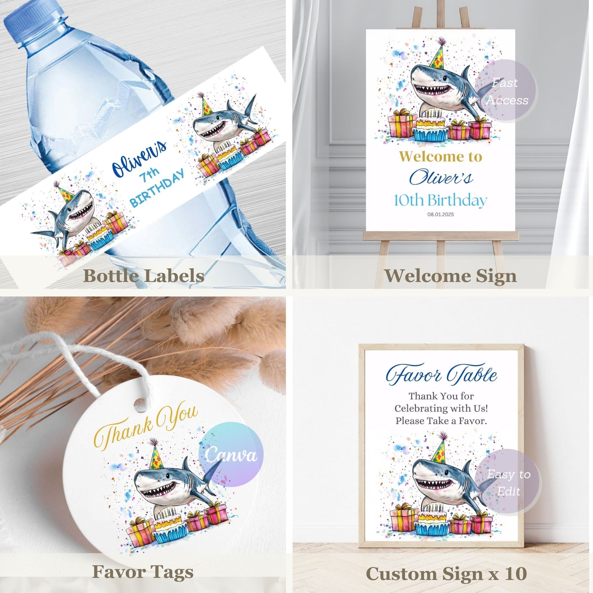 Shark thank you cards and games