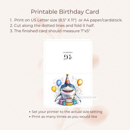 Shark birthday card for adults
Underwater animal greeting card
Cool shark birthday design