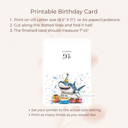 ocean animal greeting card
shark greeting card for adults
marine birthday card instant download