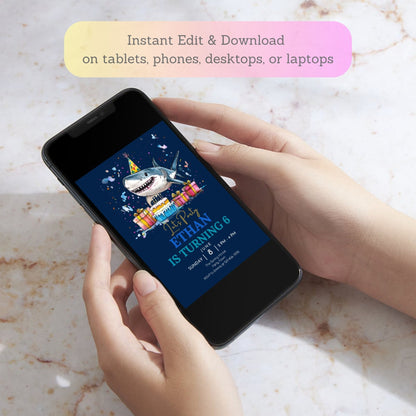 under the sea shark invitation
