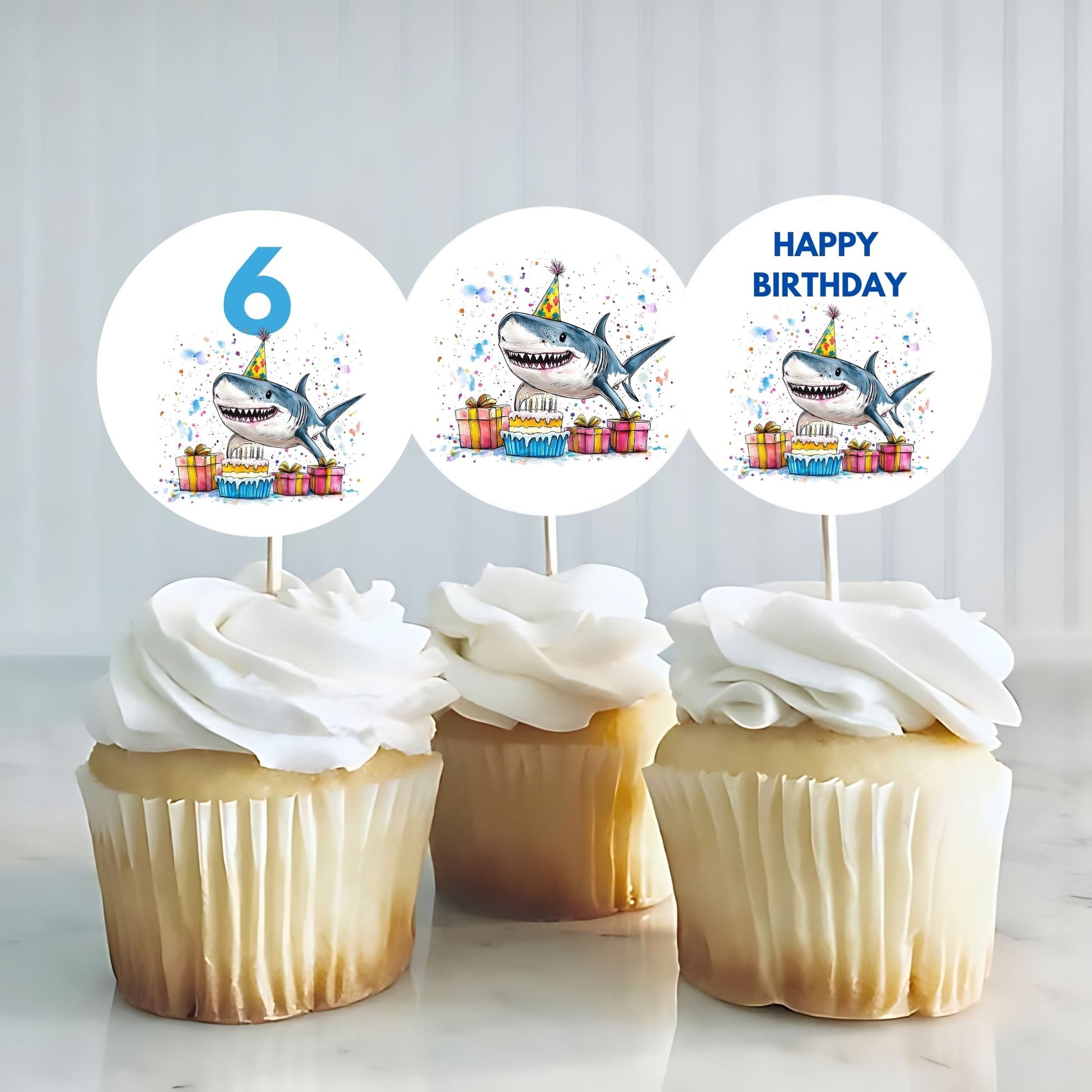 shark cupcake toppers ocean animal birthday party decor
printable shark cupcake toppers for kids party