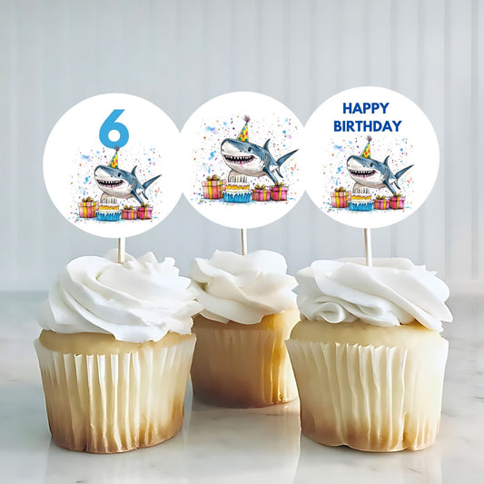 shark cupcake toppers ocean animal birthday party decor
printable shark cupcake toppers for kids party