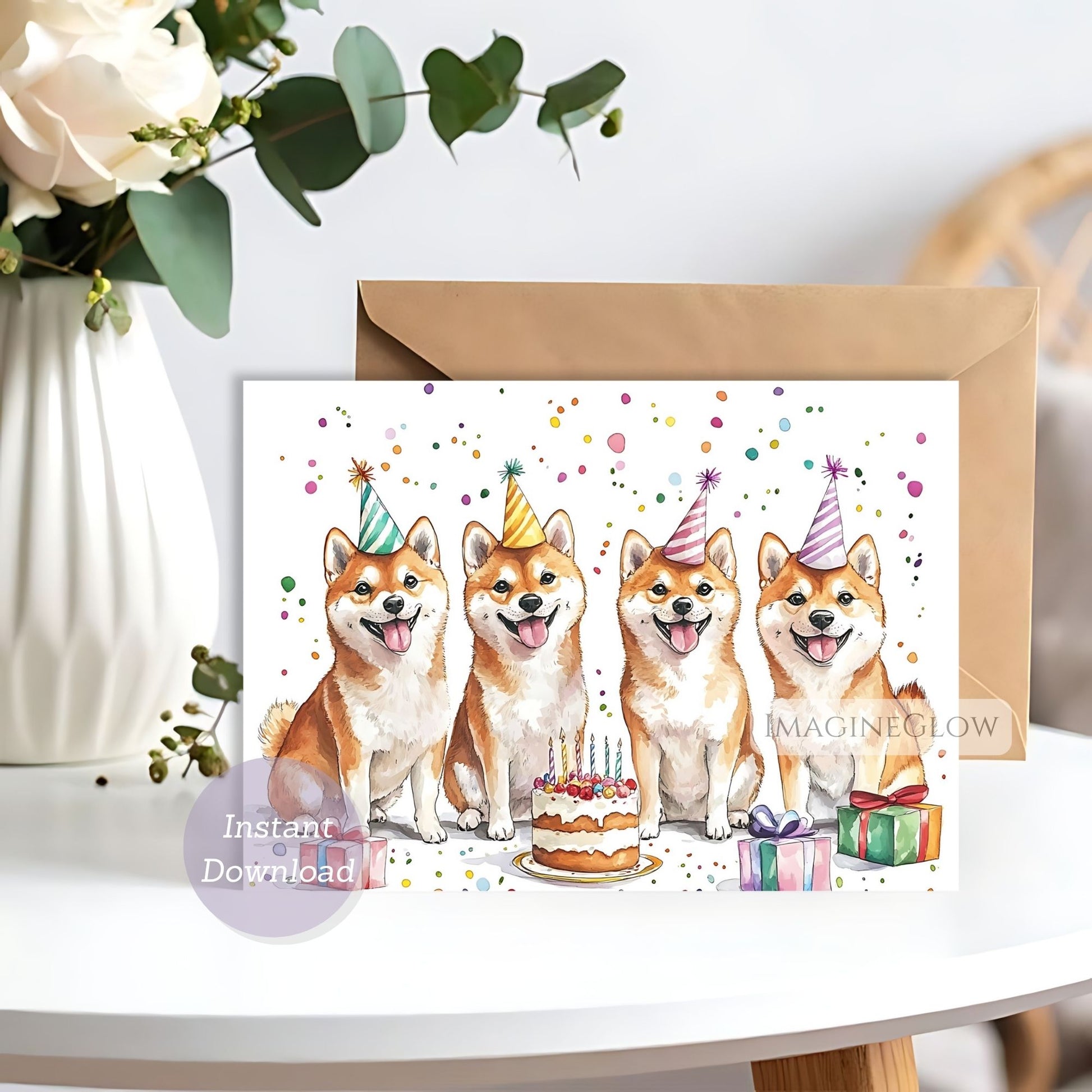 shiba inu dog birthday card
printable shiba inu card
