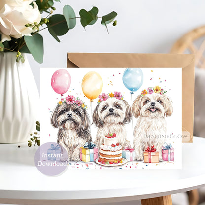 shih tzu floral birthday card
printable shih tzu greeting card

