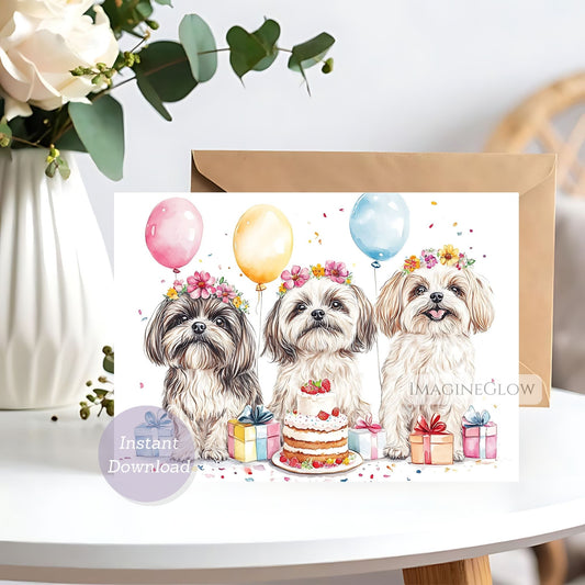 shih tzu floral birthday card
printable shih tzu greeting card
