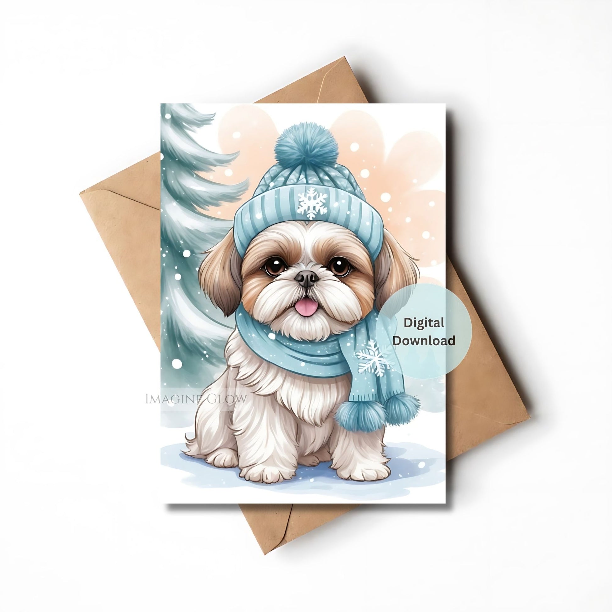 festive shih tzu holiday greeting card
adorable shih tzu christmas card for dog lovers
shih tzu christmas card winter scene
digital shih tzu christmas greeting card
