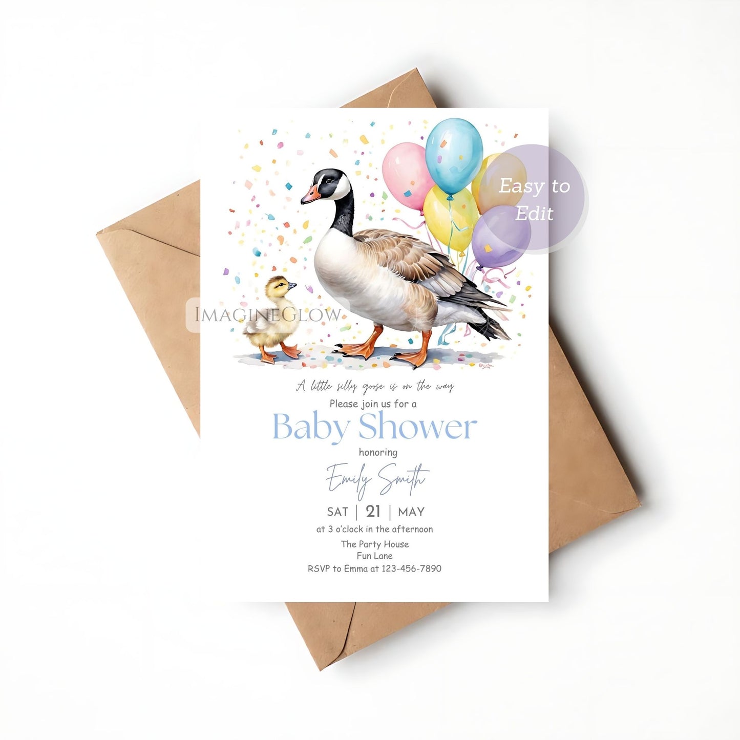 goose themed baby shower invite

