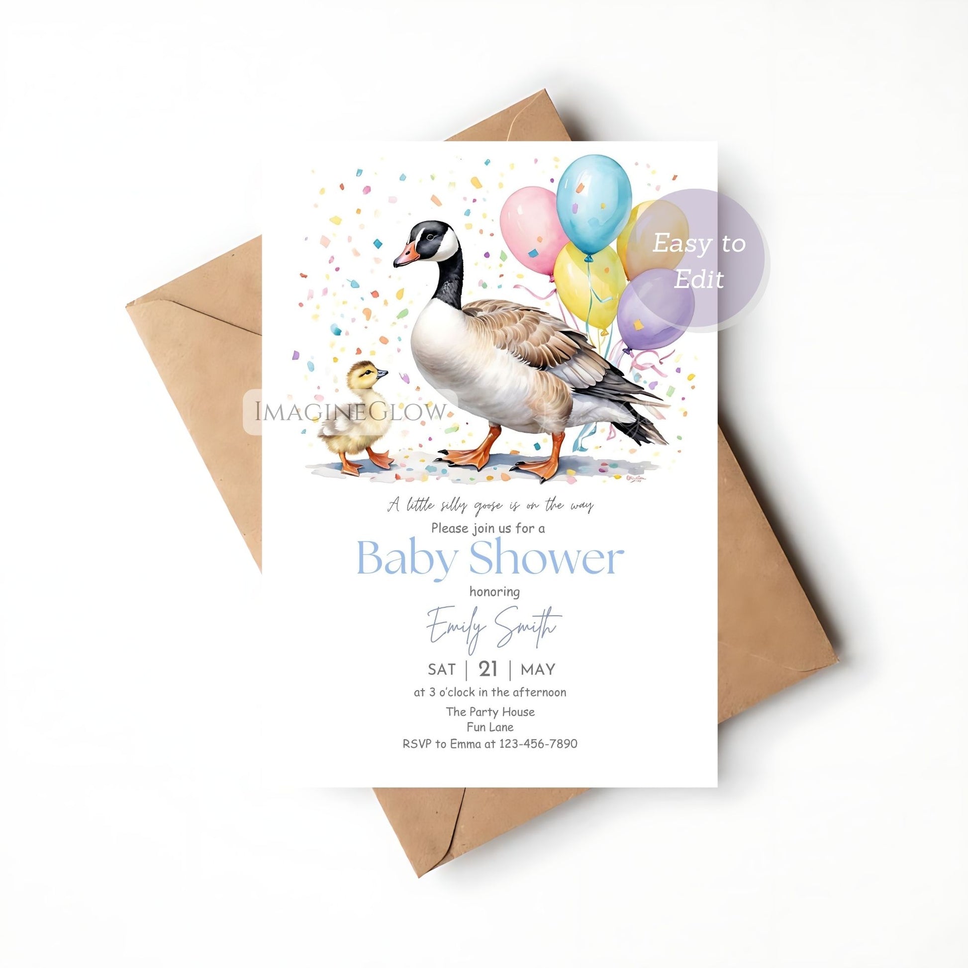 goose themed baby shower invite
