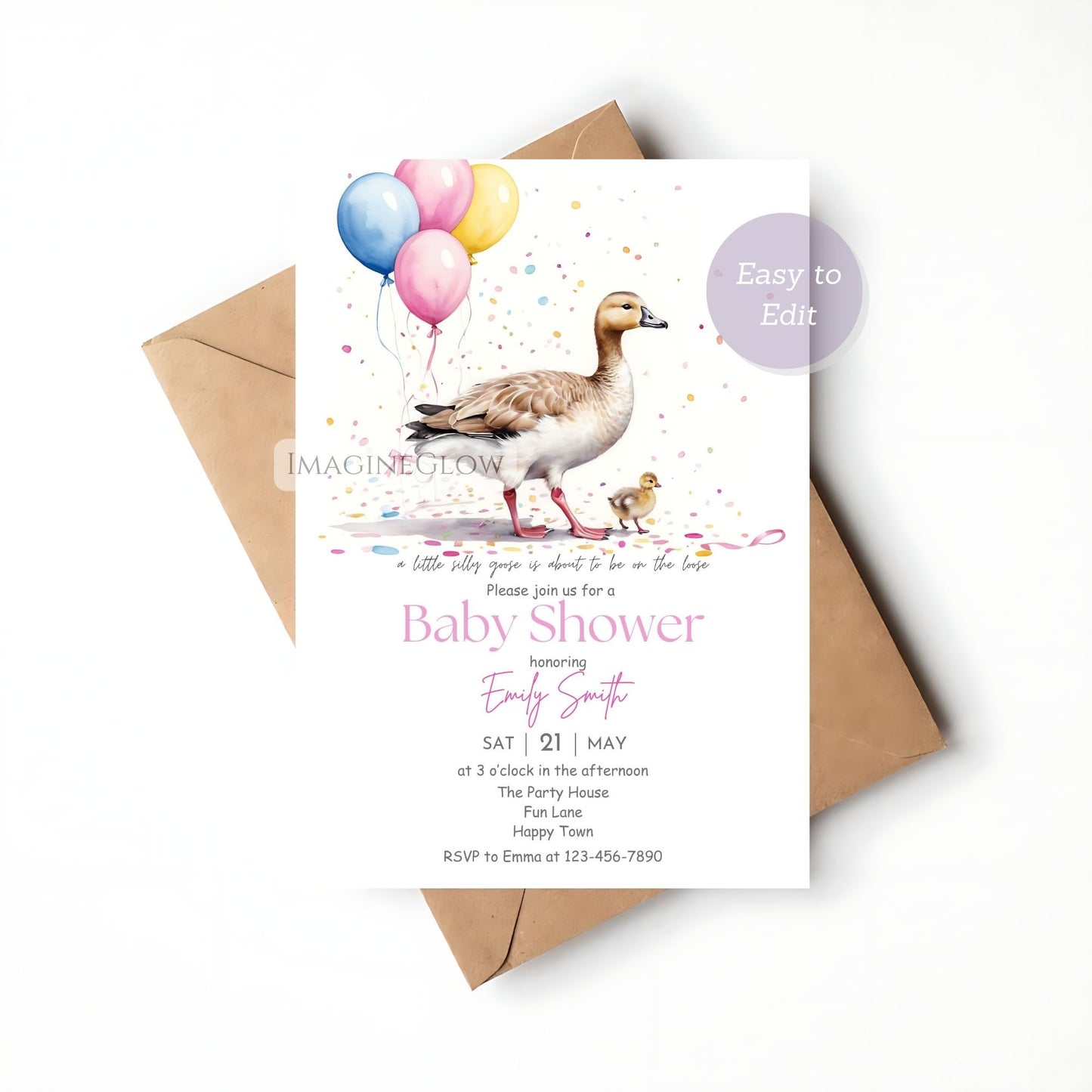 funny goose baby invite card
