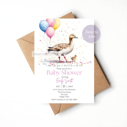 funny goose baby invite card
