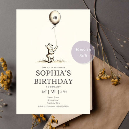 Simple and elegant bear-themed invitation
