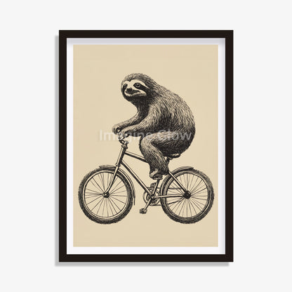 Sloth on wheels art print for cycling wall decor