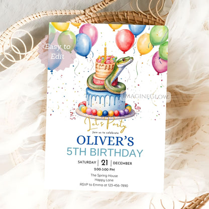 wildlife snake party invitation printable
