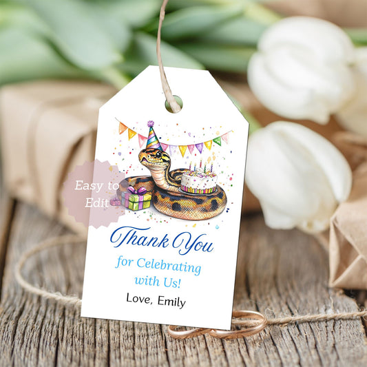python party decoration favor tags canva