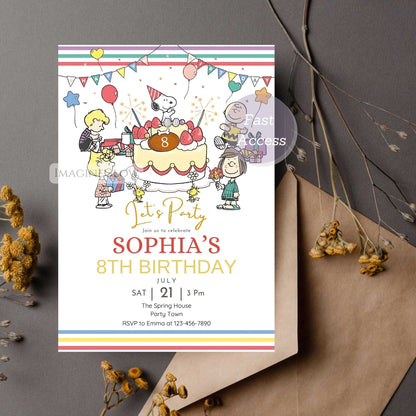 snoopy kids birthday invite