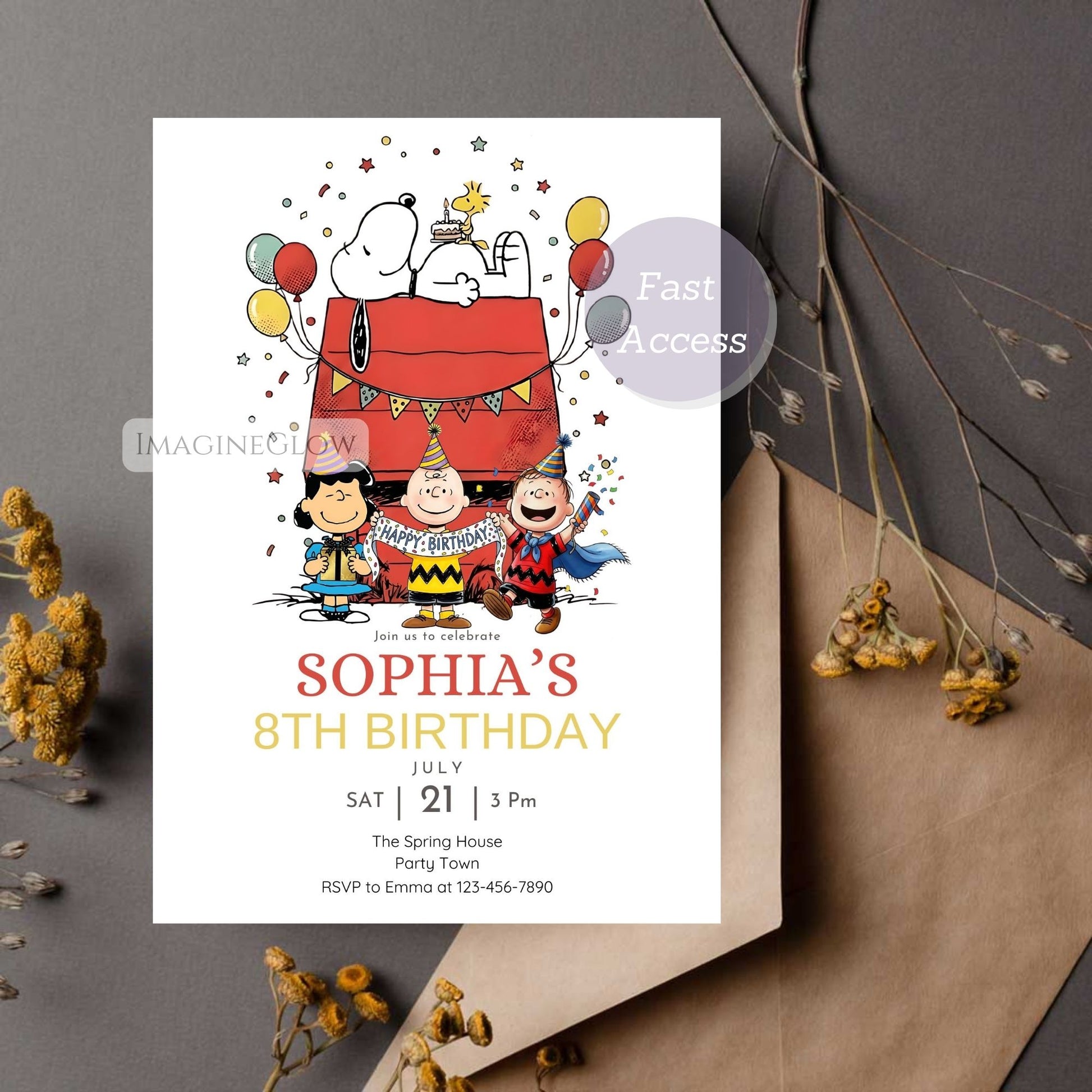editable snoopy party template